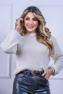 Cropped Tricot com Manga Bufante