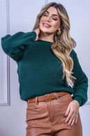 Cropped Tricot com Manga Bufante