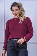 Cropped Tricot com Manga Bufante