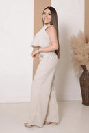 Conjunto Social Feminino em Linho – Calça + Blusa