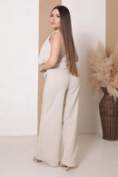 Conjunto Social Feminino em Linho – Calça + Blusa