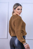 Cropped Tricot com Manga Bufante