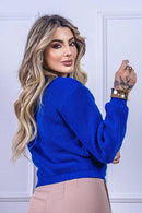 Cropped Tricot com Manga Bufante