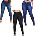 Kit 3 Calças Jeans Femininas Cintura Alta com Lycra – Modelagem Levanta Bumbum