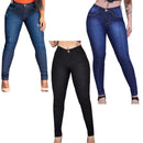 Kit 3 Calças Jeans Femininas Cintura Alta com Lycra – Modelagem Levanta Bumbum