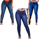 Kit 3 Calças Jeans Femininas Cintura Alta com Lycra – Modelagem Levanta Bumbum