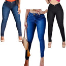 Kit 3 Calças Jeans Femininas Cintura Alta com Lycra – Modelagem Levanta Bumbum