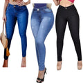 Kit 3 Calças Jeans Femininas Cintura Alta com Lycra – Modelagem Levanta Bumbum